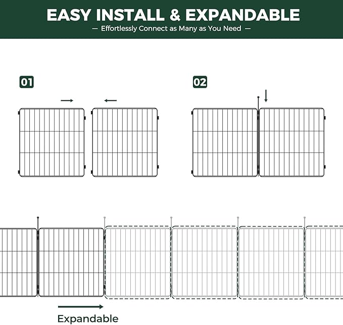 FXW MiniPaws Unleashed Dog Playpen for Yard & RV Camping, Expandable 24-inch 8 Panels for Puppies and Small Dogs, Portable for Indoor and Outdoor Use