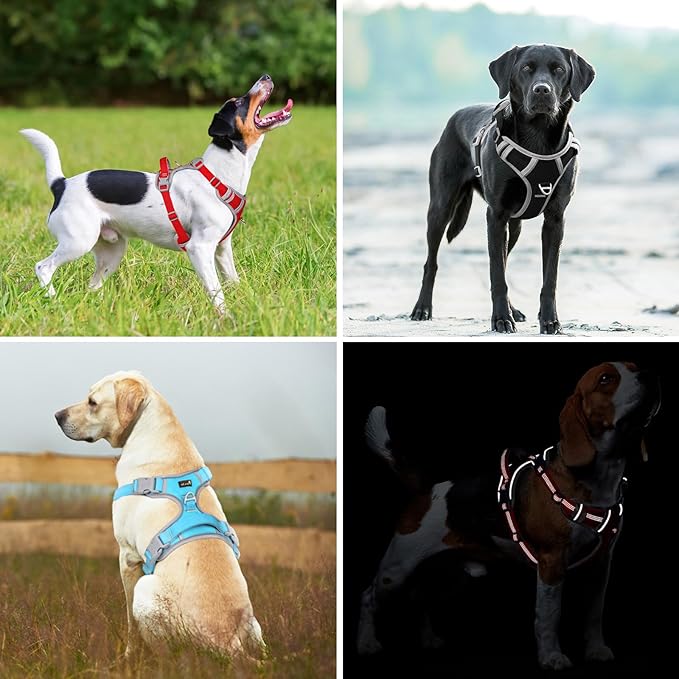 Plutus Pet No Pull Dog Harness, Release at Neck, Reflective Adjustable Dog Vest Harness, Easy Control Handle for Walking, for Small Medium Large Dogs, Khaki, XL
