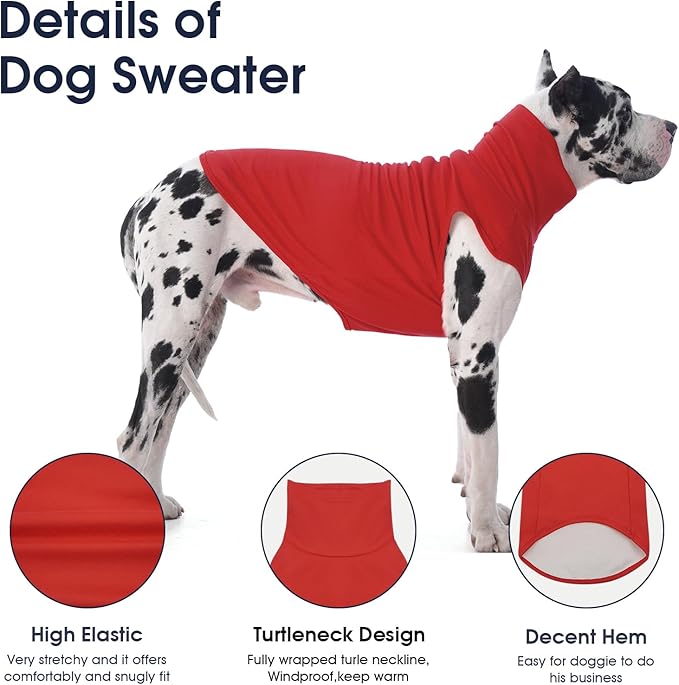IECOii Small Dog Sweater,Stretch Fleece Vest - Red, Medium,Warm Pullover for Winter Spring and Fall, Soft & Lightweight Dog Sweatshirt Indoor Outdoor Clothes,Turtleneck for Small Medium Dogs Girl Boy