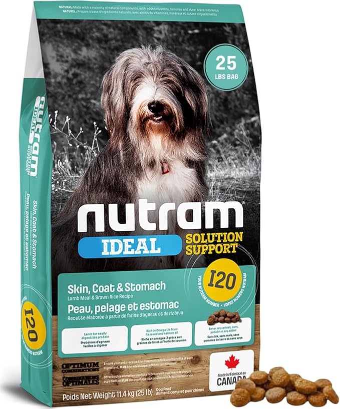 I20 Lamb & Brown Rice Dry Dog Food – Formulated for Skin, Coat, and Stomach | Kibble for Adults & Seniors | with Omega-3 Salmon Oil & Rosemary for Immunity and a Shiny Coat