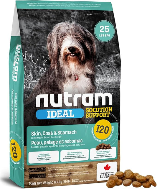 I20 Lamb & Brown Rice Dry Dog Food – Formulated for Skin, Coat, and Stomach | Kibble for Adults & Seniors | with Omega-3 Salmon Oil & Rosemary for Immunity and a Shiny Coat