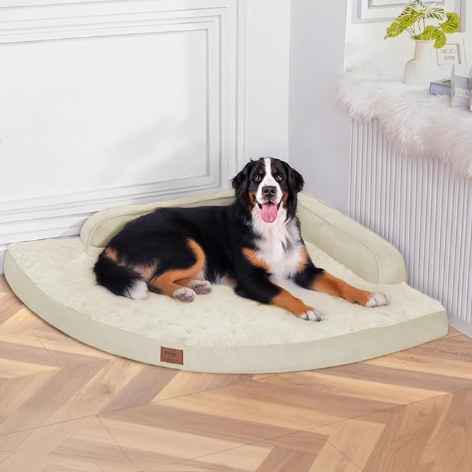 Large Orthopedic Dog Bed with Sides XXXL Dog Beds with Removable Washable Cover Non-Slip Waterproof Pet Bed for Extra Large Dogs - Beige XXXL