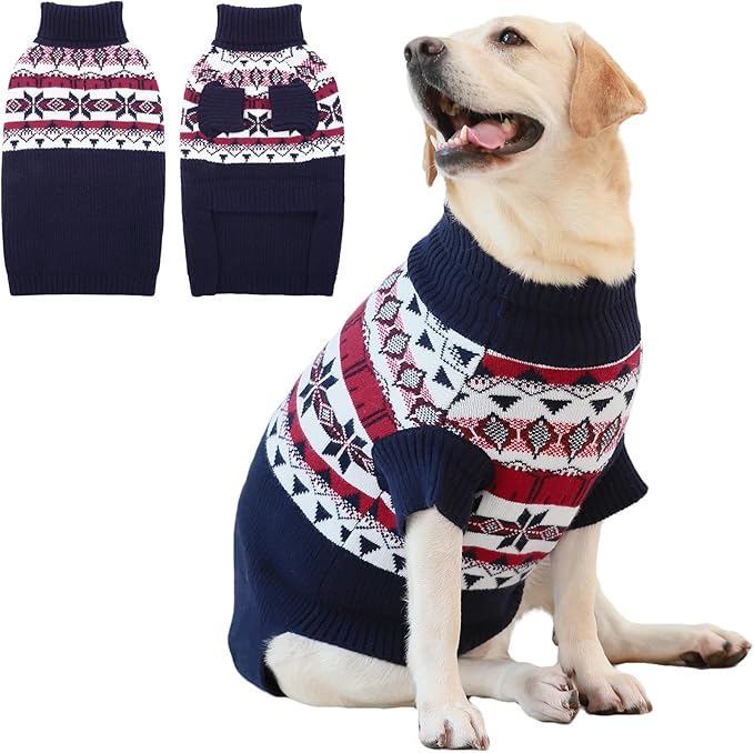 IECOii Extra Large Dog Sweater,Turtleneck Dog Sweater Larged Size Dogs,5XL Big Pet Christmas Knitwear Winter Clothes for Cold Weather,Girl and Boy Knit Sweatshirt for Great Dane,XXXXX-Large