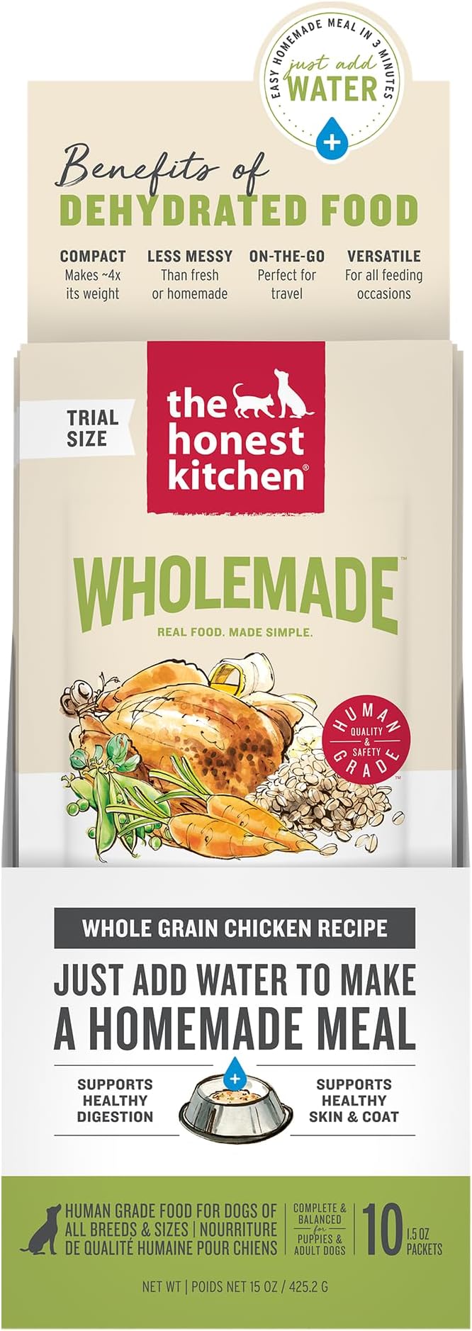 The Honest Kitchen Wholemade™ Dehydrated Whole Grain Chicken Dog Food, 1.5 oz x10