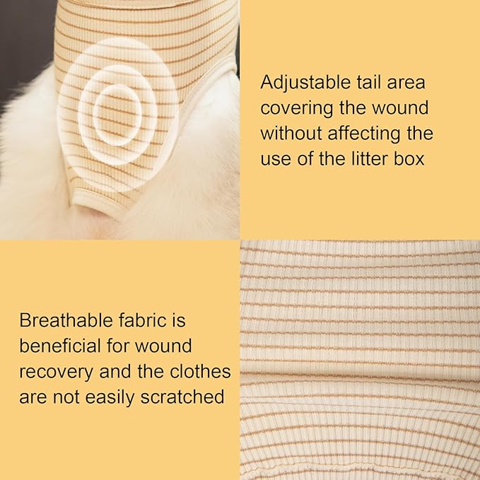 H HIDREAM Cat Clothes for Cats Only Female, Onesie for Women Spaying, Weaning, Skin Disease, Adjustable Cat Surgical Recovery Suit Gown Brown S