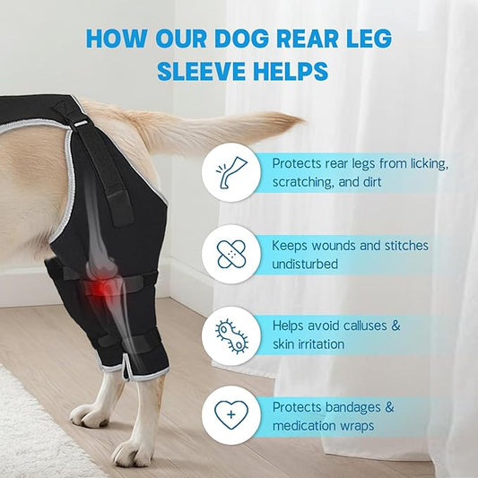 Dog Rear Leg Sleeve to Stop Licking, Adjustable Anti-Slip Recovery Sleeve Pants for Wound Protection After ACL/TPLO Surgery, Hot Spots, Lick Granulomas–Cone Alternative for Leg Healing,M