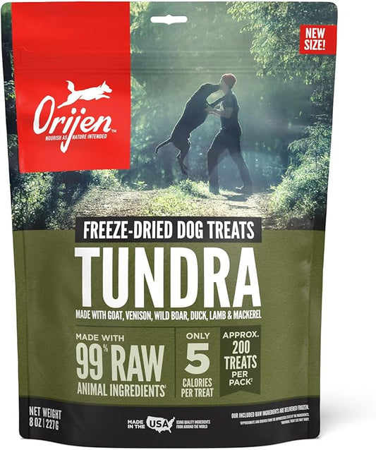 ORIJEN Grain Free High Protein Freeze Dried Dog Treats Tundra Recipe 8oz Bag