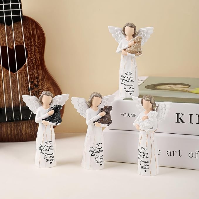 Loss of Dog Sympathy Gift, Dog Memorial Gifts, Angel Figurine, Remembrance Keepsake, Pet Sympathy Gift(White-S Size)