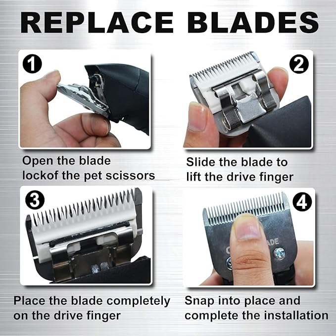 Docal 40# Silver Detachable Clipper Ceramic Blades, Dog Grooming Clipper Replacement Blades Compatible with Dog Clippers, KM Series Clippers, A5, Size 40, Cut Length 1/100"(0.25mm)