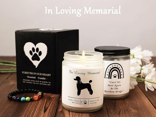 Soy Wax Scented Dog Memorial Candle, Loss of Dog Gift Candle, Dog Sympathy Candle, Dog Memorial Gifts for Loss of Dog, Thoughtful Sympathy, Remembrance - 7 Ounces (Poodle)