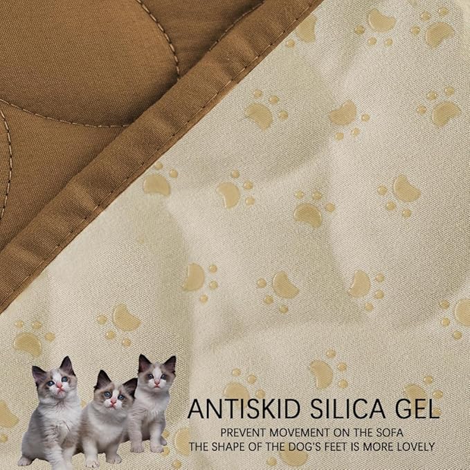 Ameritex Waterproof Pet Bed Cover Anti-Slip Dog Bed Blanket for Sofa and Furniture Waterproof New Pattern Design (Camel, 40x50 Inch (Pack of 1))