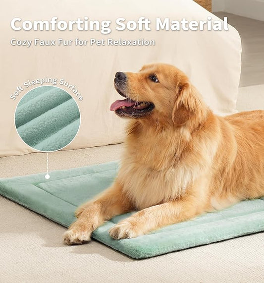 MADE 4 PETS Dog Crate Pad Bed for Large Dogs, Washable & Reversible, Anti-Slip Kennel Mat for Cozy Sleeping, Soft Fluffy Dog Bed for Indoor & Outdoor Use, 44"x32", Green