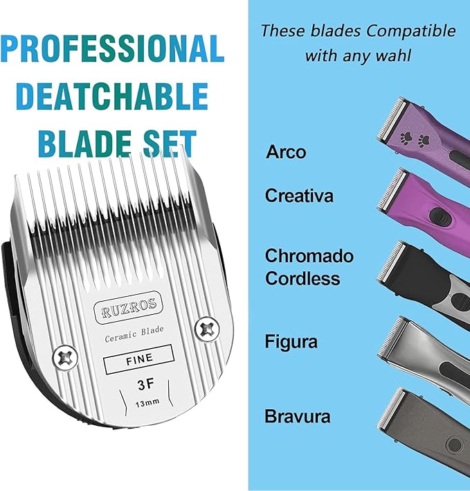 3F Pet Dog Standard Grooming Replacement Blade Compatible with Wahl 5 in 1 Arco,Bravura,Chromado,Creativa,Figura,Motion,Bellissima Clippers,Cutting Length 1/2 in 13mm 2 Pack