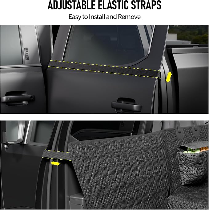 Dog Car Seat Cover for Back Seat, Hard Bottom Back Seat Cover for Full-Size Trucks - Patented Design, Waterproof Dog Hammock, Support 400lbs