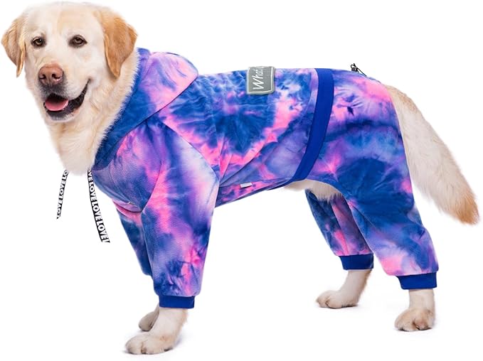 Dog Hoodies Winter Coat for Large Medium Dogs, Pullover 7 Legs Warm Coat Hooded Sweatshirt, Fleece Hoodie for Cold Weather (Bandhnu Pink, 7X-Large)