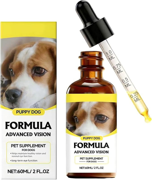 Advanced Vision Formula for Dogs – Liquid Eye & Vision Support Supplement – Supports Clear Vision & Reduces Cloudy Eyes and Cataracts in Dogs – with Lutein & Zeaxanthin – 2oz (60ml) Oral Drops