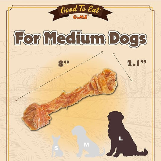 Gootoe Turkey Tendons for Dogs –All-Natural, Hypoallergenic Dog Treats, Rawhide Alternative, Long Lasting Puppy Chews, Healthy Dog Treats for Large Breeds, Bone (L), 9 Count Pack