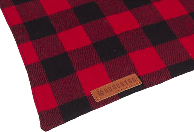 ADOGGYGO Christmas Dog Bandanas 2 Pack, Premium Cotton Fabric, Multiple Sizes Offered, Red Green Plaid Bandanas for Medium Large Dogs (Large, Xmas)