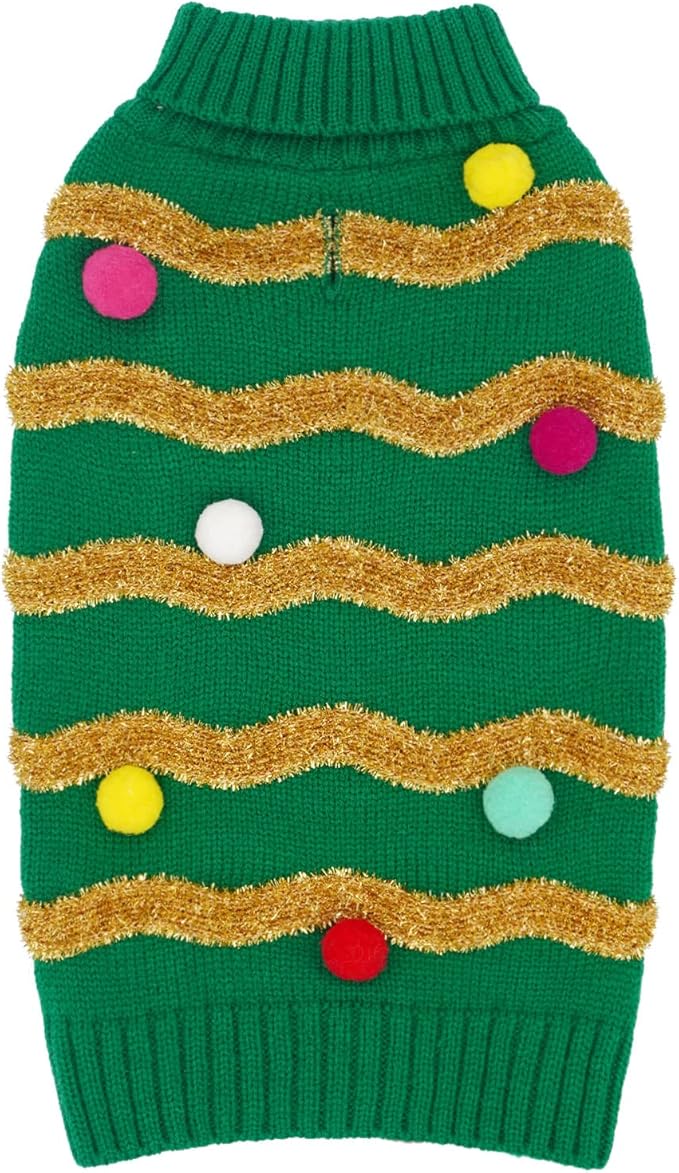 cyeollo Dog Sweater Dog Christmas Sweaters Turtleneck Glitter Holiday Doggie Clothes for Cold Weather Winter Pet Outfits for Dogs