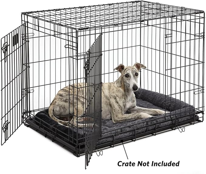 New World Dog Bed – Gray Faux Fur Bolster, Ultra-Soft and Machine Washable, Fits 36-Inch Crates and Carriers, for Medium to Large Sized Breeds