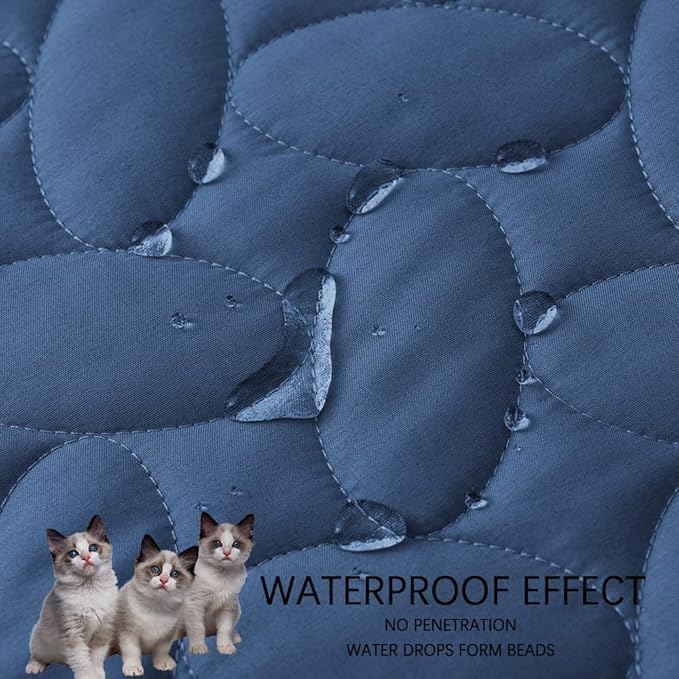 Ameritex Waterproof Pet Bed Cover Anti-Slip Dog Bed Blanket for Sofa and Furniture Waterproof New Pattern Design (Navyblue, 30x53 Inch (Pack of 1))