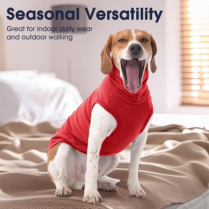 IECOii 4XL Dog Sweater - Stretch Fleece Sweater with Turtleneck,Red,XXXX-Large, Warm Pullover Sweatshirt Pajamas for Indoor Sleeping/Outdoor Walking, Comfort Fit for Giant Breeds Like Great Dane