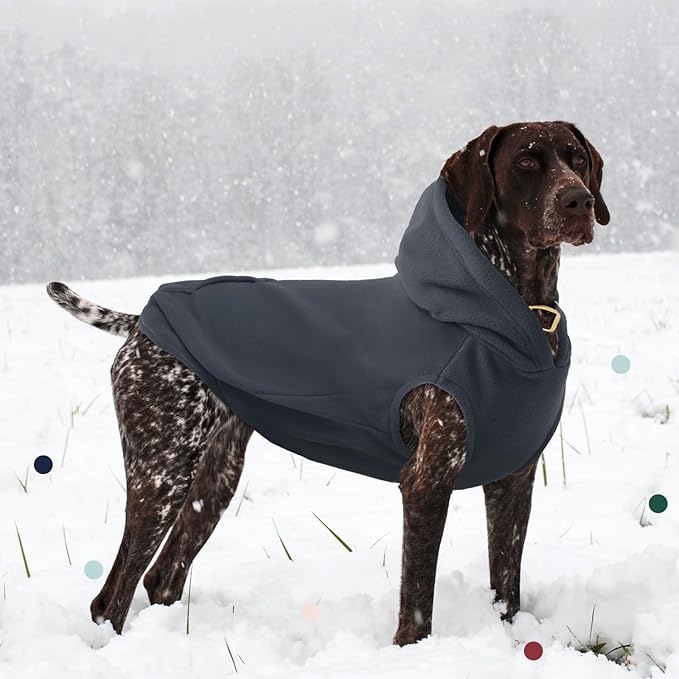 IECOii Dog Sweatshirt for Large Dogs, Hooded Fleece Vest with Leash Hole, XXXL Dogs Sweater for Giant Breed,Warm Polar Fleece Large Dog Hoodie for Fall Winter,Labrador,Doberman, Grey, 3XL