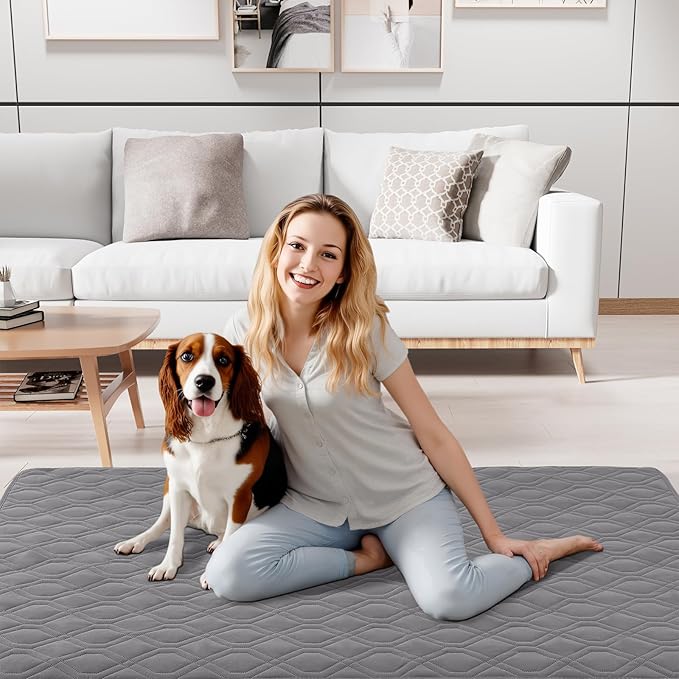 Smiry Waterproof Dog Blanket, 30x70 Inch Soft Pet Bed Cover Reversible, Washable Sofa Couch Furniture Protector for Small Medium Large Dog Puppy Cat, Geometric, Grey/Light Grey