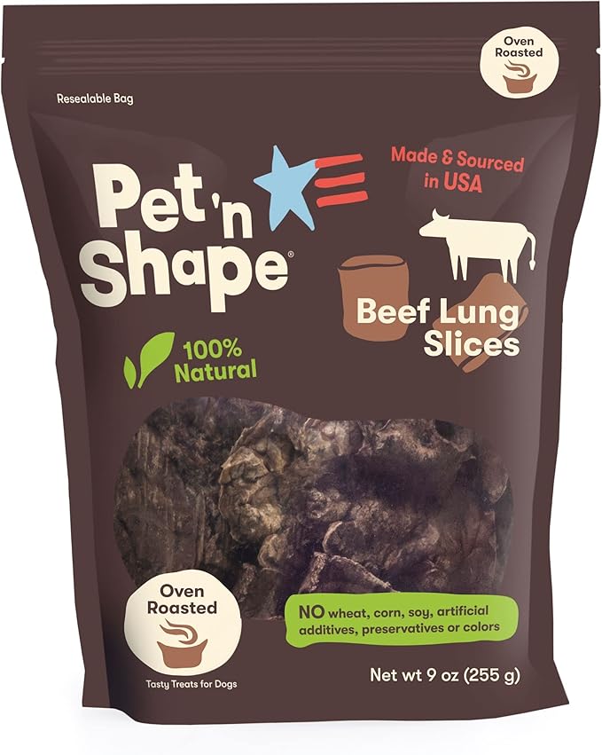 Pet 'n Shape Beef Lung Dog Treats – Made and Sourced in the USA - Training Treat - 9 Ounce