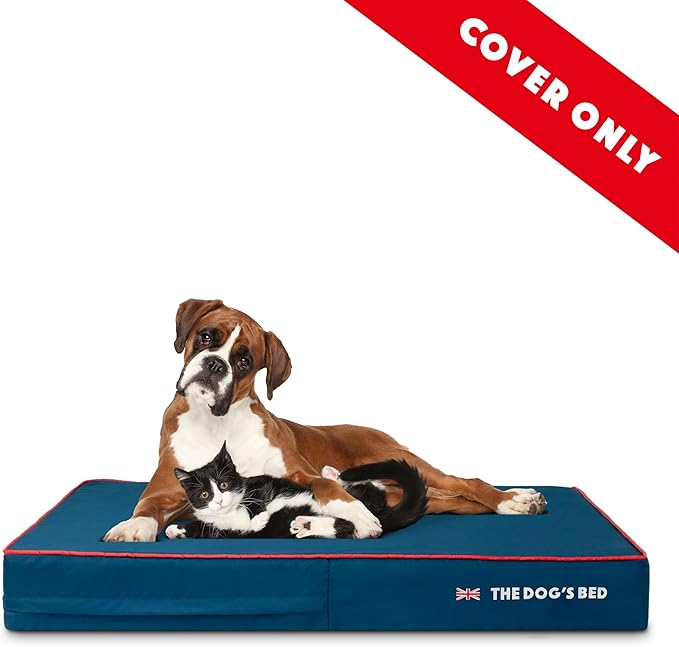 The Dog's Bed Replacement Outer Cover ONLY (Outer Cover ONLY - NO Bed, NO Waterproof Inner) for The Dog's Bed, Washable Oxford Fabric, Extra Large 6 Inches (Blue with Red Piping UK Flag)