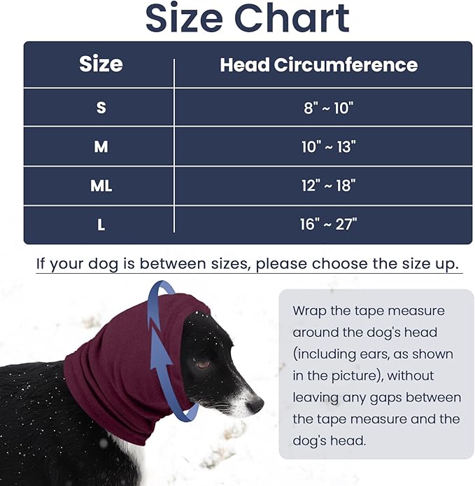 Nanaki Calming Hoodie Dog Ear Cover Dull Red,S -Soft No Shake Dog Ear Wrap Hematoma, Adjustable Head Protection for Fireworks Grooming, Anxiety Relief, Thunderstorm, Bathing Noise Protection