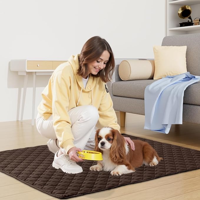 Smiry Waterproof Dog Bed Cover Blanket, Soft Reversible Pet Blanket, Washable Leakproof Cats Dogs Couch Cover for Sofa, Couch, Furniture, Plaid (30x70 Inch, Chocolate/Dark Grey)