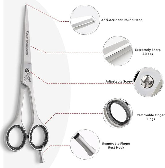Professional Barber Scissor for Hair Cut Styles Hair Cutting Scissors, All Purpose 4.5 Inch Stainless Steel, Sharp Edge Blades, Dog Grooming Scissors,Hairdressing Texturizing Salon Razor Edge Scissor