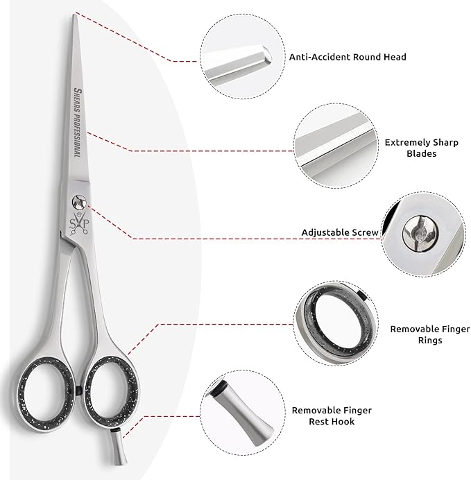Hair Cutting Scissors, All Purpose 8 Inch Stainless Steel, Sharp Edge Blades, Dog Grooming Scissors, Hairdressing Texturizing Salon Razor Edge Scissor, Hair Shears for Barber Scissor
