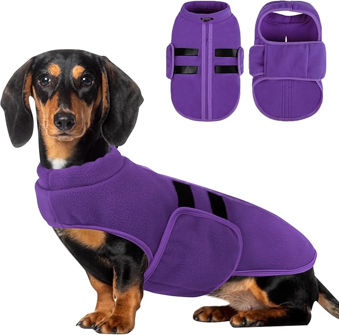 Dog Sweater,Adjustable Dog Sweaters for Small, Medium and Large Dogs Boys Girls, Dachshund Chihuahua Fleece Dogs Sweater(Purple,M)