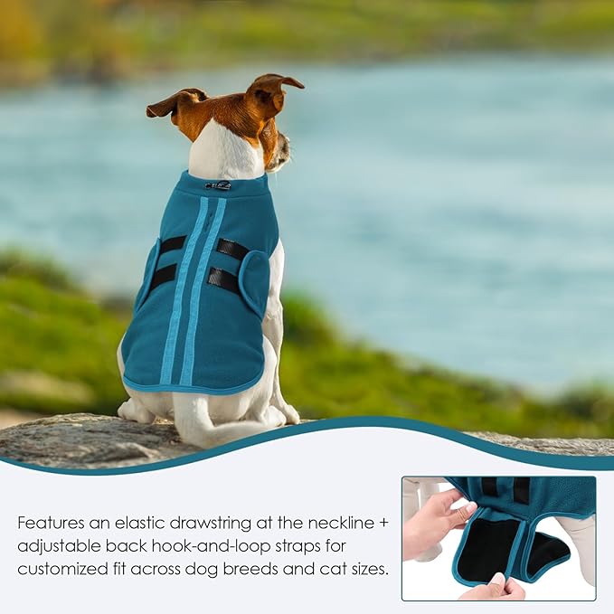 Dog Sweater,Adjustable Dog Sweaters for Small, Medium and Large Dogs Boys Girls, Dachshund Chihuahua Fleece Dogs Sweater (Peacock Blue,XS)