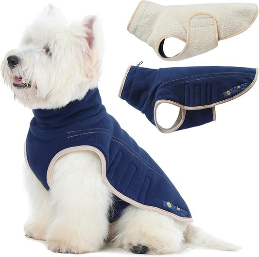 ROZKITCH Reversible Coat for Dogs Large, Warm Fleece Jacket with Leash Hole, Double-Sided Step in Dog Vest for Outdoor Indoor DarkBlue L