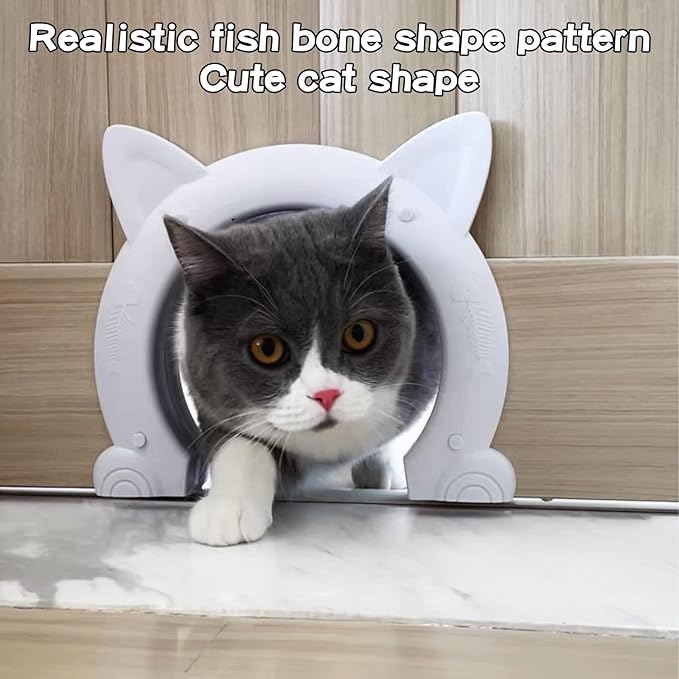 Fhiny Cat Door Interior Door, Back Friendly Kitten Doors Without Flap for Wall Durable and Easy to Install Adds Privacy Pet Door Up to 30 Lb Cute Pass Hole Corridor for Cats Doggies