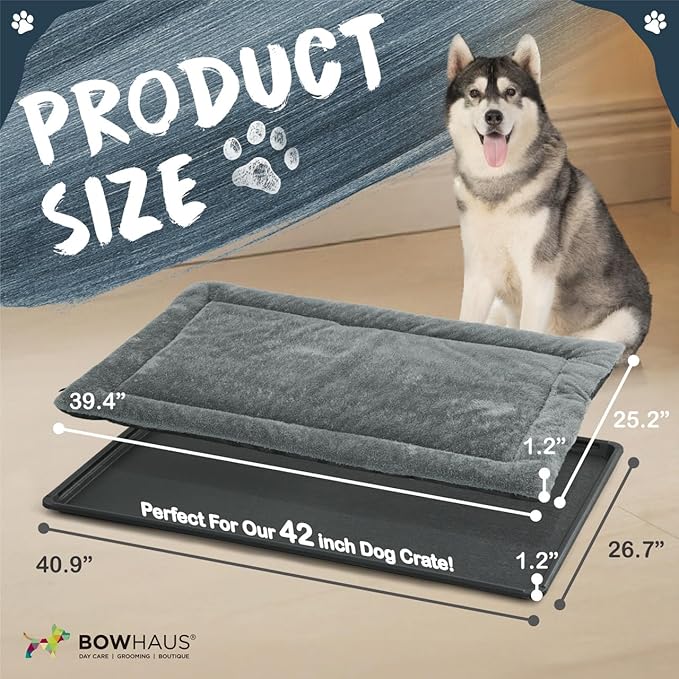 Machine-Washable Dog Bed Pad & Tray for 42-Inch Kennel, Non-Slip Flat Cozy Sleeping Mat & Easy-Clean Plastic Replacement Crate Pan, Comfortable & Durable for Dogs, Rabbits, Cats, Various Pets