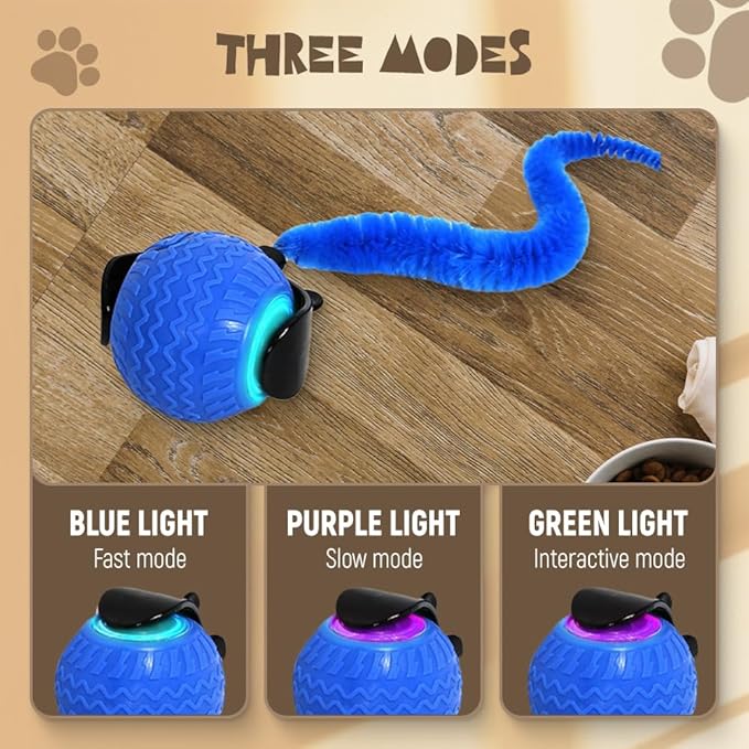 Interactive Cat Ball Toy, 2026 New Cats Ball Toys with Cord Imitation Mouse, Smart Self Rolling Pet Toys for Bored Indoor Adult Cats (Orange)