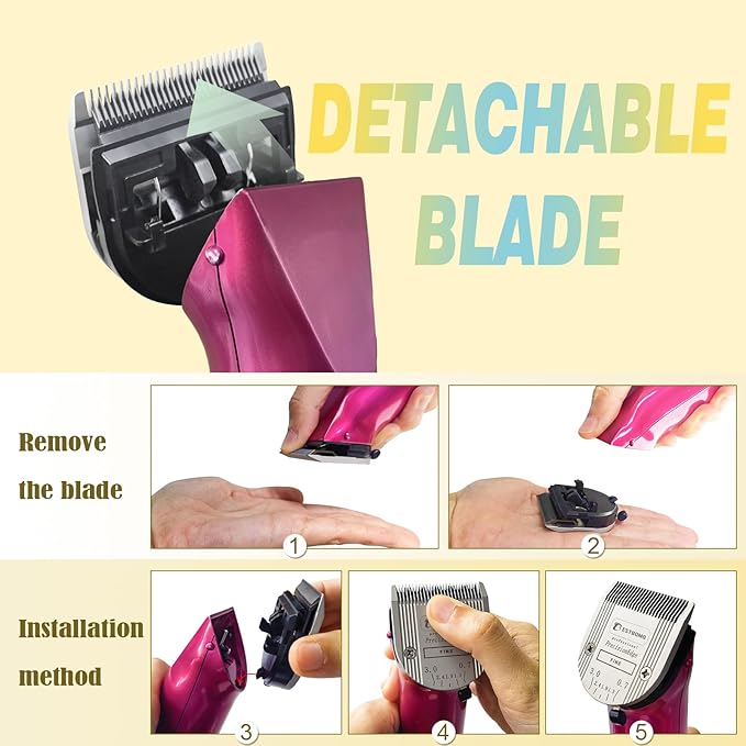 Professional Animal Dog Pet 5-in-1 Adjustable Fine Blade Cut Length 0.7-3mm,Compatible with Wahl Arco,Bravura,Chromado,Creativa,Figura and Motion Clippers(2 PCS)