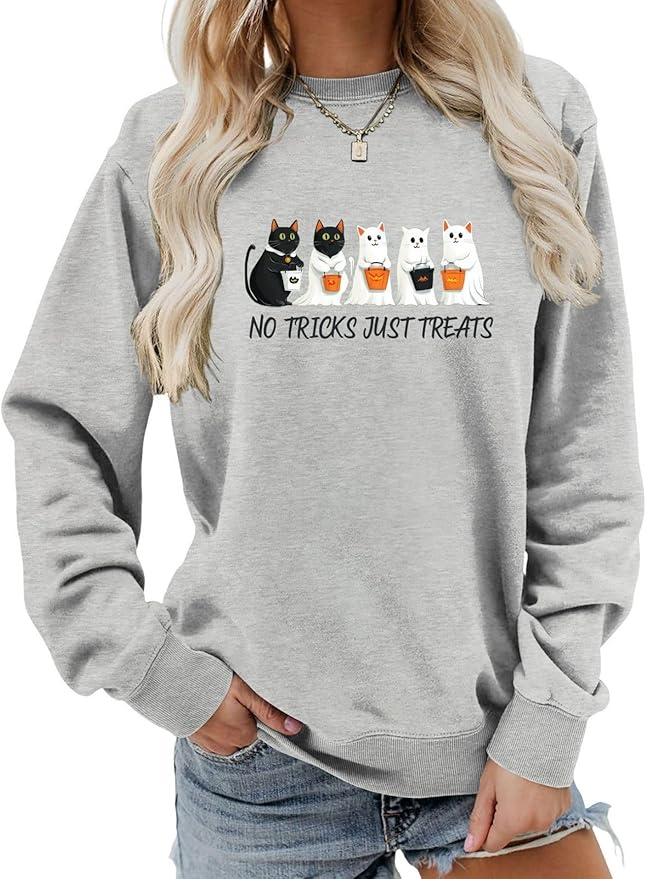 Womens Cat Print Hoodies Trendy Funny Cat Graphic Long Sleeve Sweatshirt Y2k Streetwear Hooded Pullover Tops