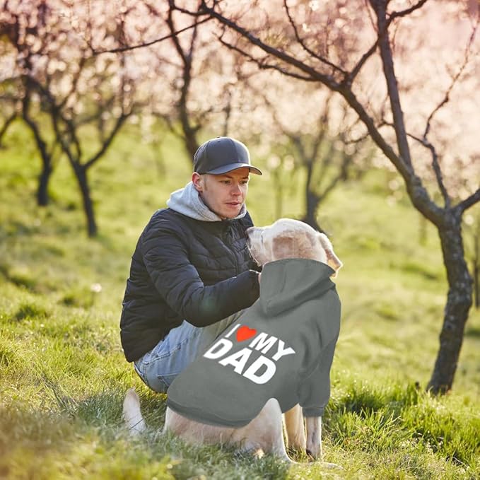 GreenJoy Dog Sweater Dog Hoodie Cold Weather Dog Coat Hooded Sweatshirt for Puppies,Cats, Small Medium Large Dogs (Grey(I Love My Dad), X-Small)