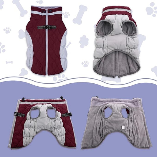 Lelepet Dog Coat Warm Dog Winter Coat Waterproof Dogs Jacket with Harness Built in Reflective Pet Fleece Vest Zip-Up Cold Weather Coats for Extra Large Dogs Turtleneck & Windproof Coats Great Dane 3XL