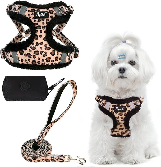 PUPTECK Dog Harness and Leash Set Small Sized, Step in No Pull Adjustable Puppy Cat Harness Reflective Pet Vest