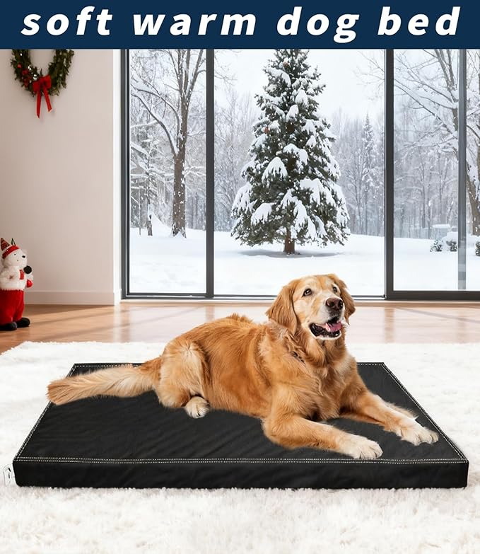 Dog Bed for Crate Orthopedic, Waterproof with Removable Washable Faux Leather Cover, Suitable for Pets Up to 90 lbs