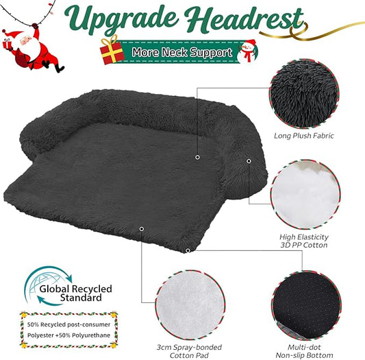 GGIB Calming Dog Bed Christmas Throw Blanket Fluffy Plush Dog Mat Furniture Protector Decoration Holiday Throw for Sofa Couch Cover for Large Medium Small Dogs Cats (Medium, Dark Grey)