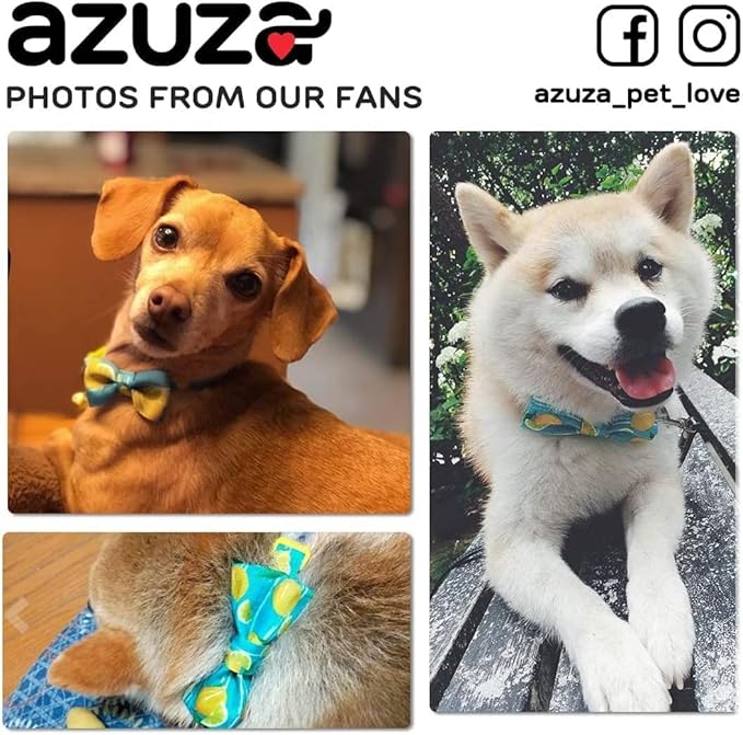 azuza Dog Collar Bow Tie, Soft Adjustable Bow tie Dog Collars for Small Dogs