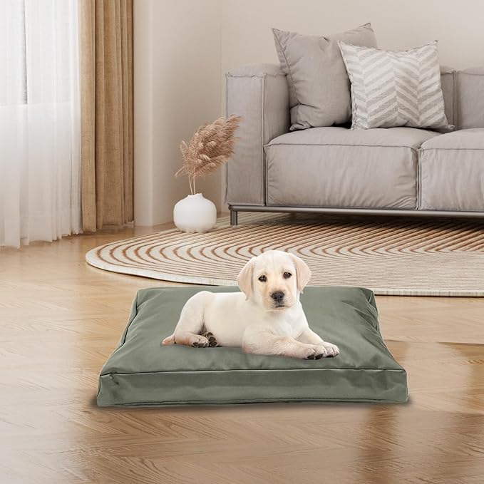 Replacement Dog Bed Cover,Heavy Duty Waterproof Removable 44" L x 32" W x 4" H Reusable Dog Bed Covers with Zipper.Grey Green,Cover Only
