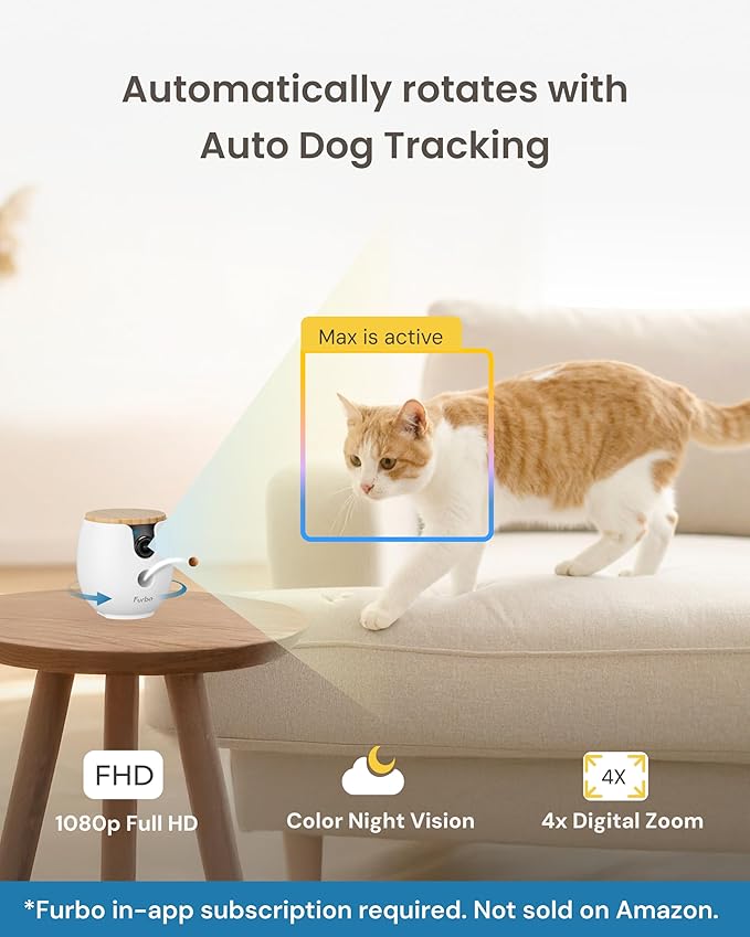 Furbo 360° Cat Camera + Mini 360° Cam (2-Camera Bundle Nanny Subscription): Cat Safety Alerts, Pet Camera with Speaker, Phone App & Night Vision (New Subscription Needed at Setup)